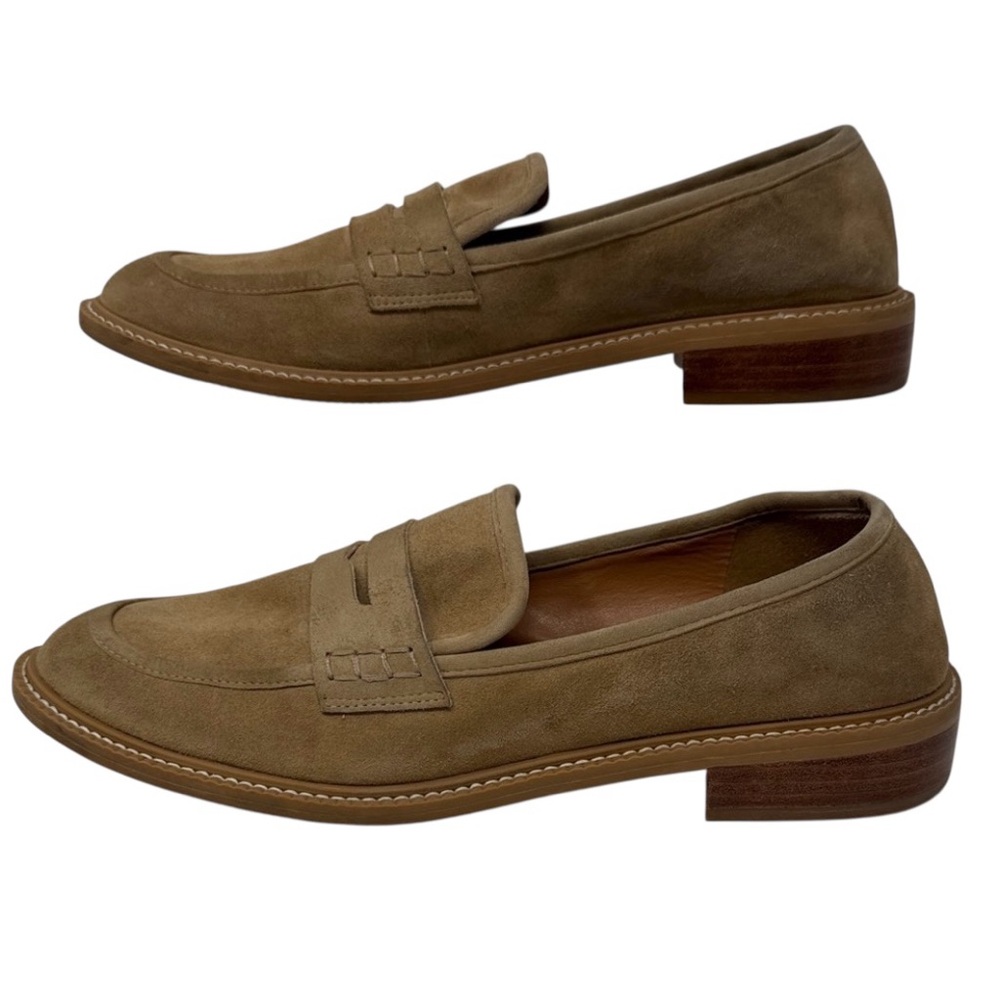 Lisa Vicky Zoom Leather Suede Tan Suede Loafers Preppy Retro Slip-on Size 91/2